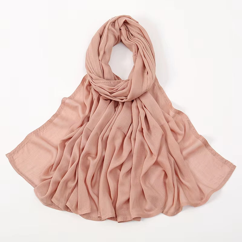 Muslim Hijabs for Women Scarf Thin Plain Shawls Femme Musulman Soft Viscose Rayon Headscarf Islamic Turban Headband 190X85Cm