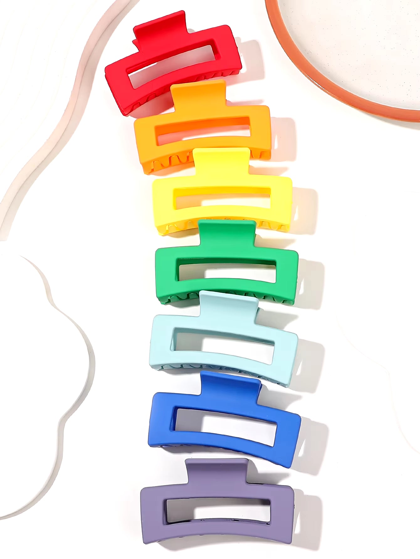 7 Pcs Big Hair Claw Clips 3.4" Non-Slip Big Square Matte for Women Girls, Strong Hold Banana Clips for Thick Thin Hair