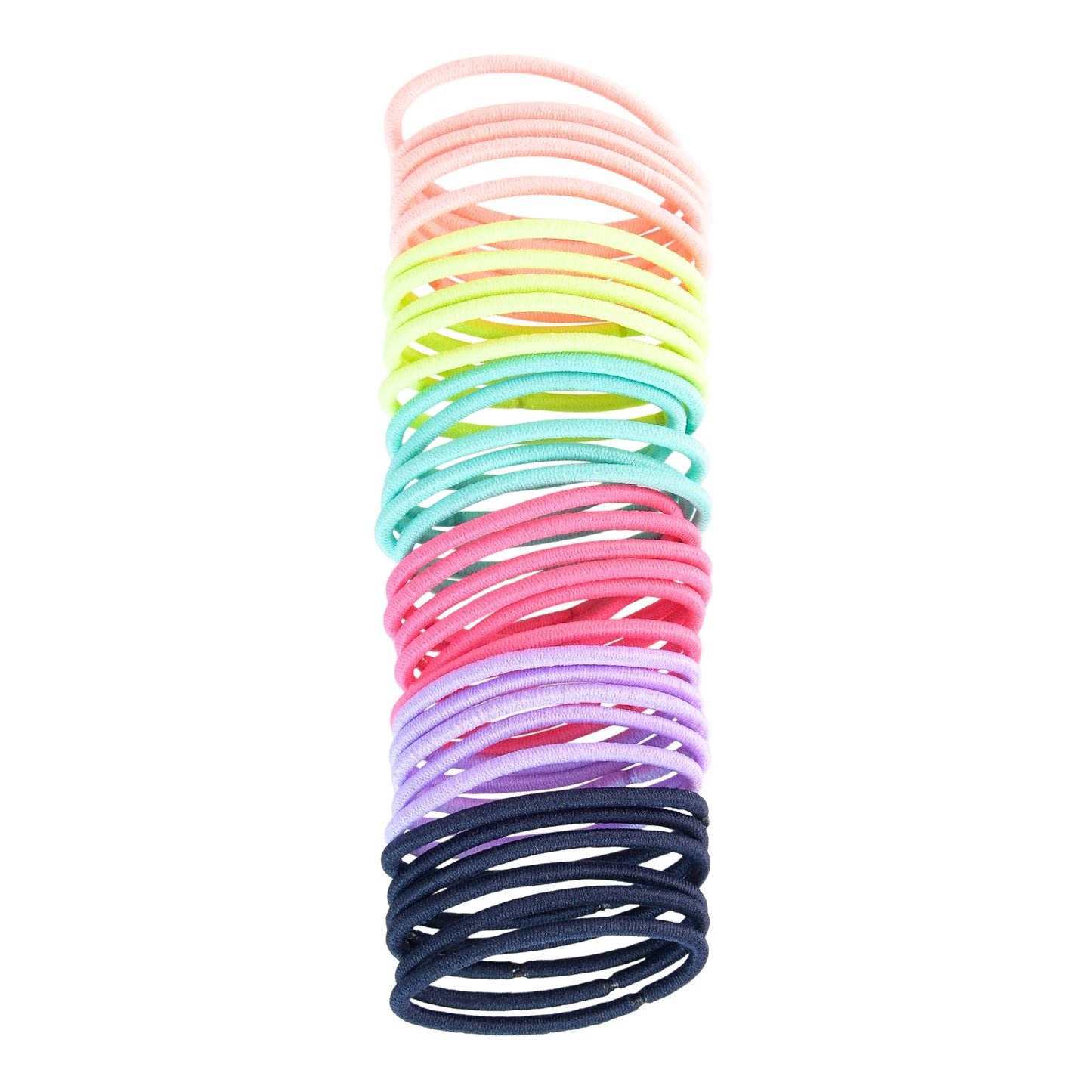 No Damage Elastic Stretch Nylon Ponytail Holder Hair Ties, Bright Multi-Color, 32 Ct