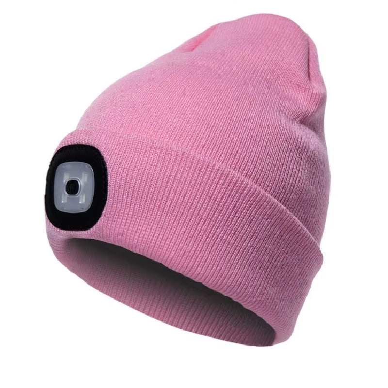 Beanies for Man Solid Knitted Hat with LED Lighting Hip-Hop Style Berets Portable Warm Woolen Bonnets for Woman Wholesale