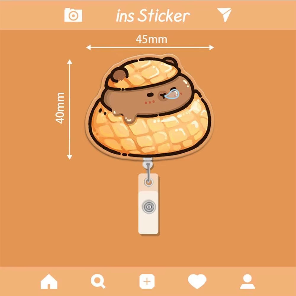 Capybara Cartoon Badge Reel Retractable ID Badge Holder with 360 Rotating Alligator Clip Students Name Tag Holder