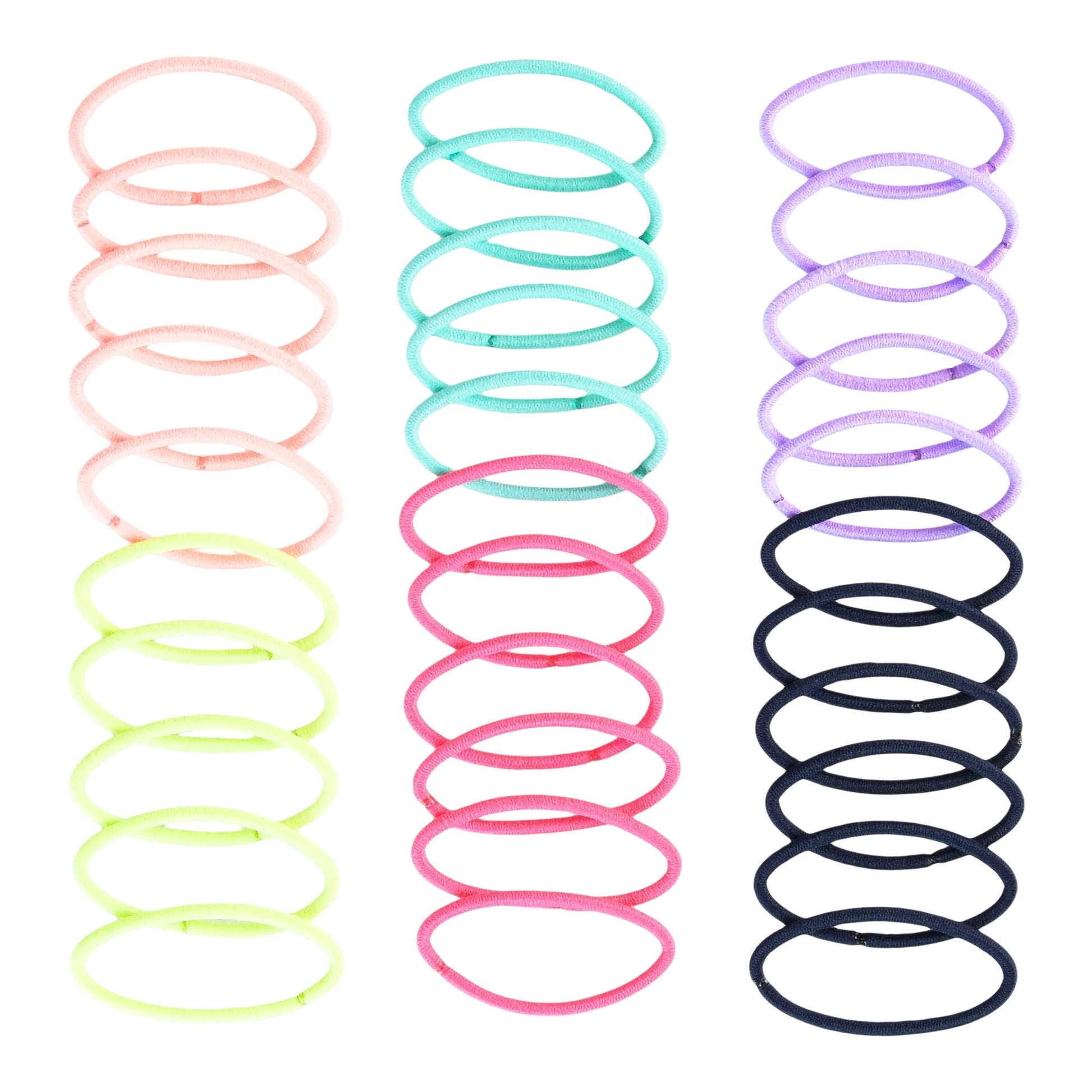 No Damage Elastic Stretch Nylon Ponytail Holder Hair Ties, Bright Multi-Color, 32 Ct