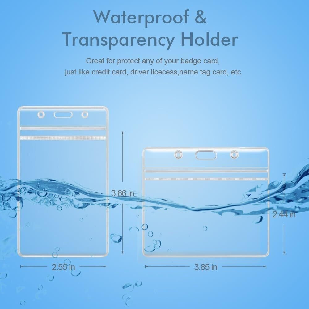 3-Pack Retractable Badge Holders with Lanyard - Waterproof ID Badge Reels for St