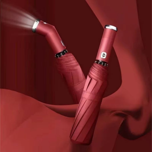 Umbrella Rotating LED 10-Bone Frame Contraction Automatic Umbrella Sunshade Umbrella Rain and Sunshine Dual-Use Umbrella