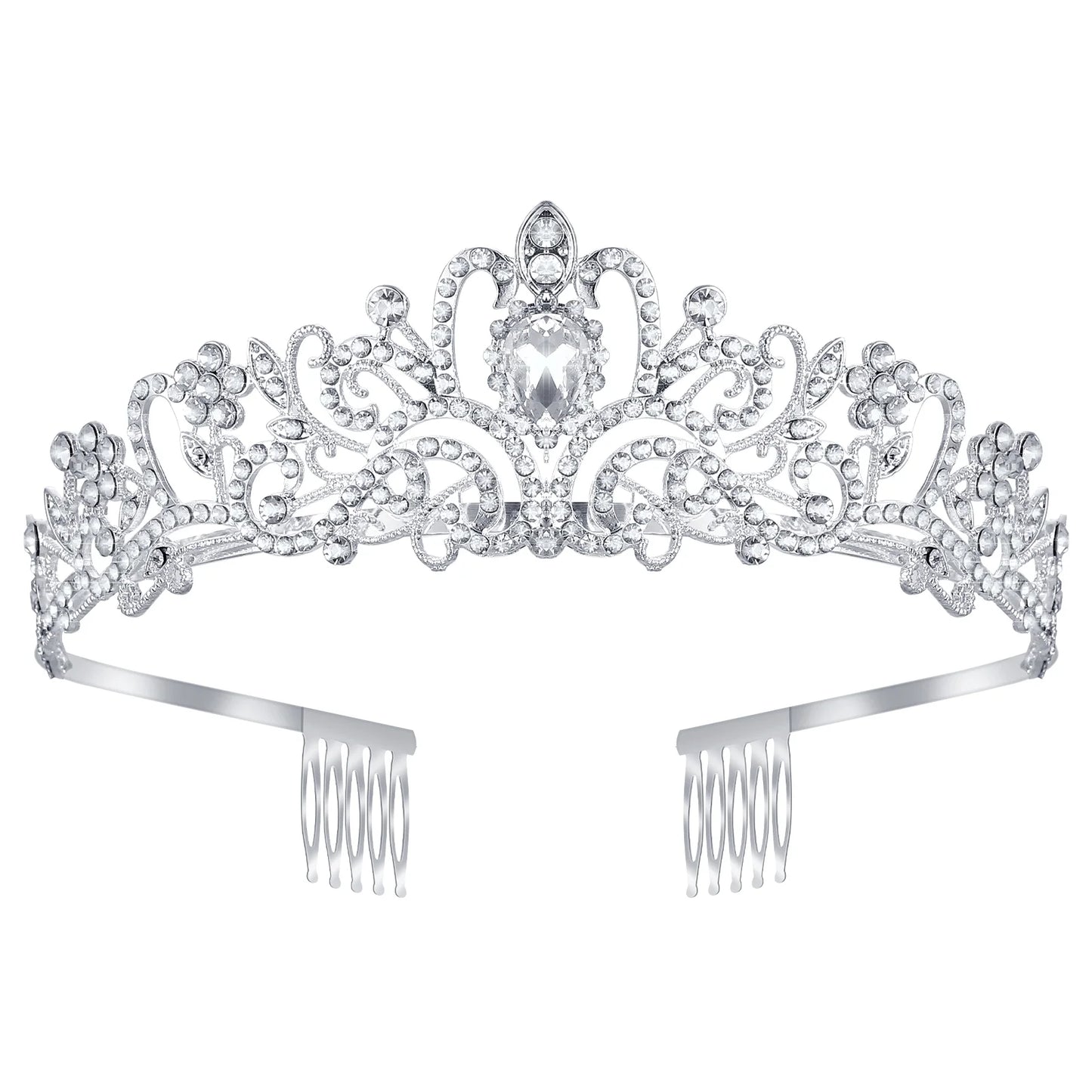Silver Crystal Tiaras and Crowns, Headband Princess Elegant Crown with Combs for Women Girls, Queen Crowns Rhinestone Princess Tiaras for Bridal Birthday Prom Cos-Play Costume Christmas