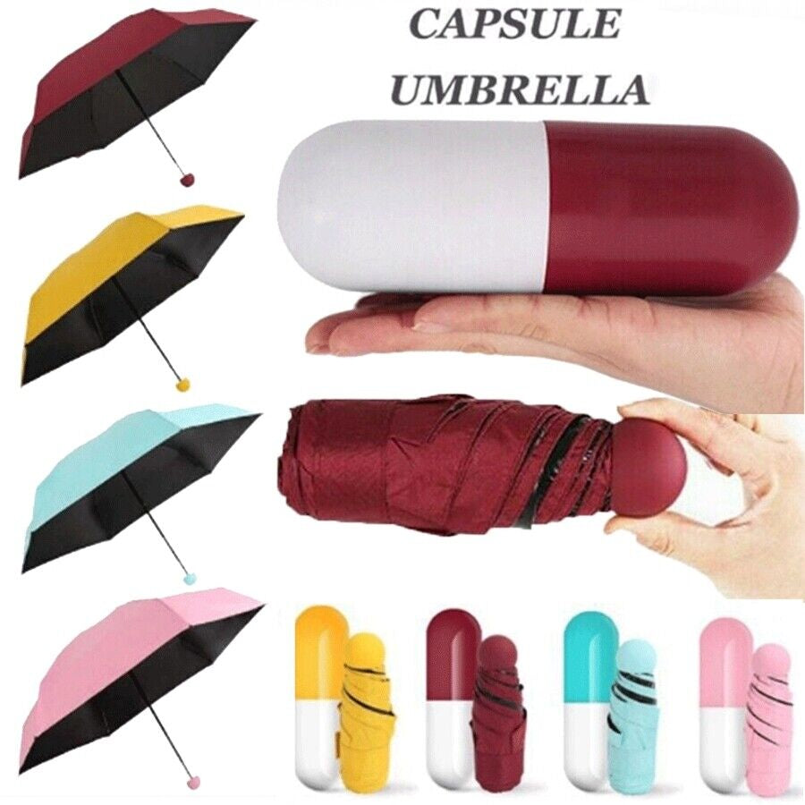 Mini Capsule Umbrella Windproof Anti-Uv Sun /Rain Folding Small Pocket Umbrellas