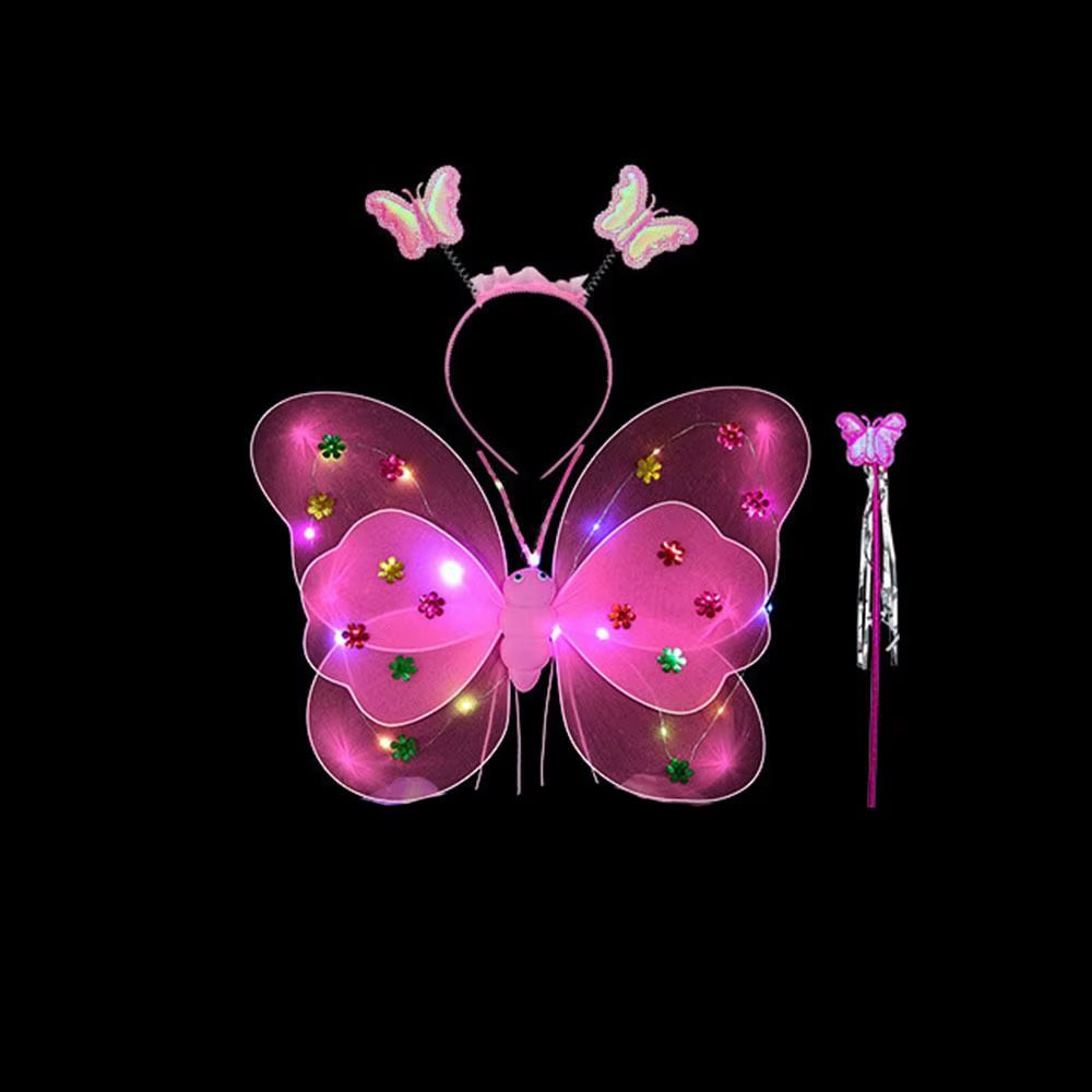 LED Children Costume Props Girls Skirts Angel Luminous Wings Flashing Butterfly Skirt Lights Suit 2-8Year Easter Valentines Day