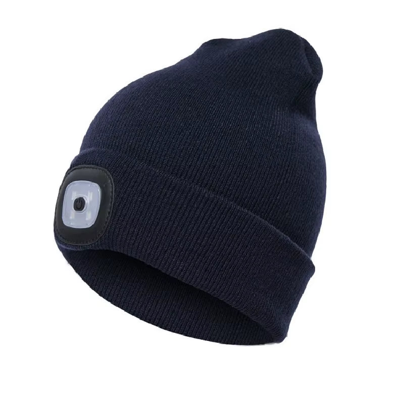 Beanies for Man Solid Knitted Hat with LED Lighting Hip-Hop Style Berets Portable Warm Woolen Bonnets for Woman Wholesale