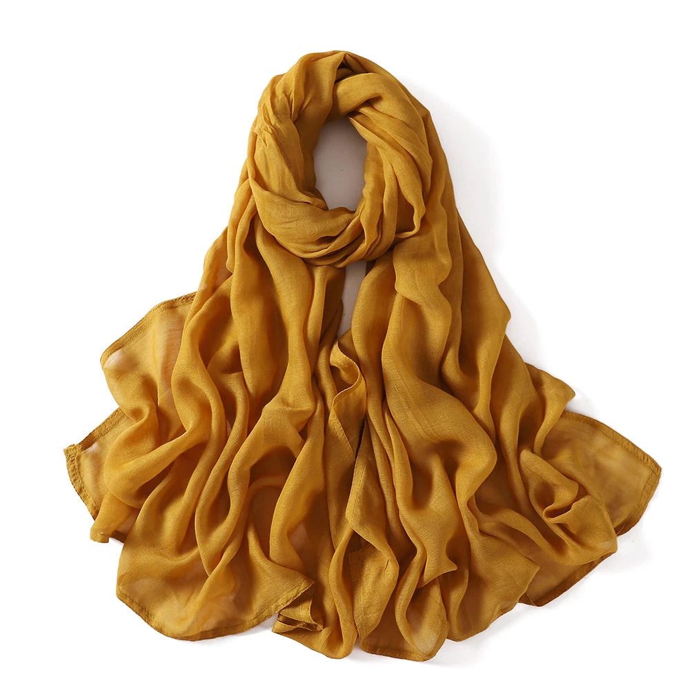 Muslim Hijabs for Women Scarf Thin Plain Shawls Femme Musulman Soft Viscose Rayon Headscarf Islamic Turban Headband 190X85Cm
