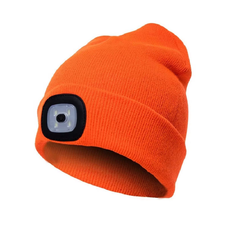 Beanies for Man Solid Knitted Hat with LED Lighting Hip-Hop Style Berets Portable Warm Woolen Bonnets for Woman Wholesale
