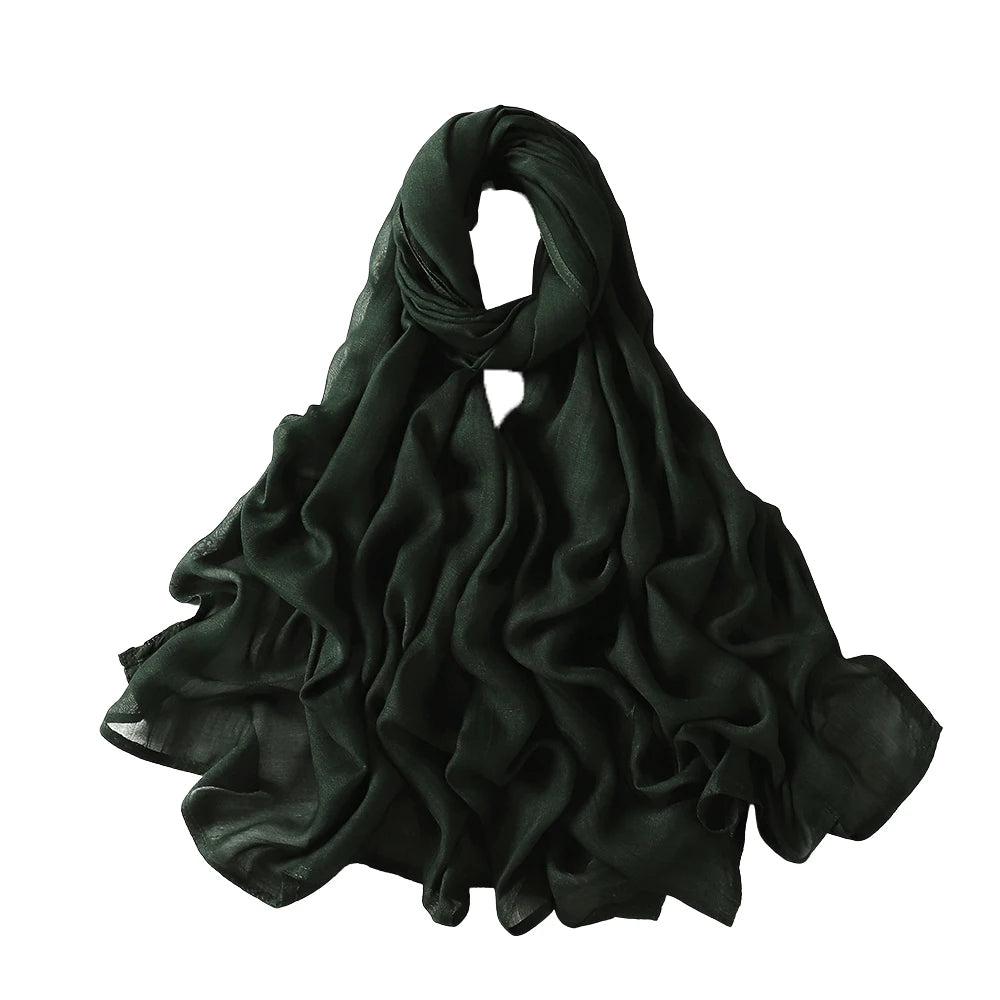 Muslim Hijabs for Women Scarf Thin Plain Shawls Femme Musulman Soft Viscose Rayon Headscarf Islamic Turban Headband 190X85Cm