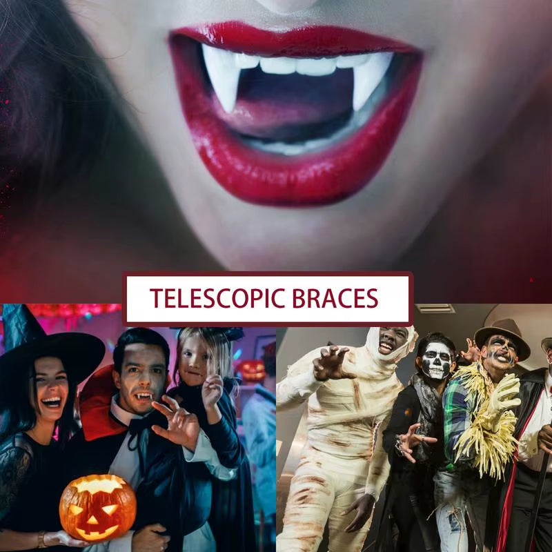 Halloween Fake Teeth Cosplay Vampire Fangs Retractable Teeth Dress Costume Tooth Gift Vampire Teeth Party Decoration