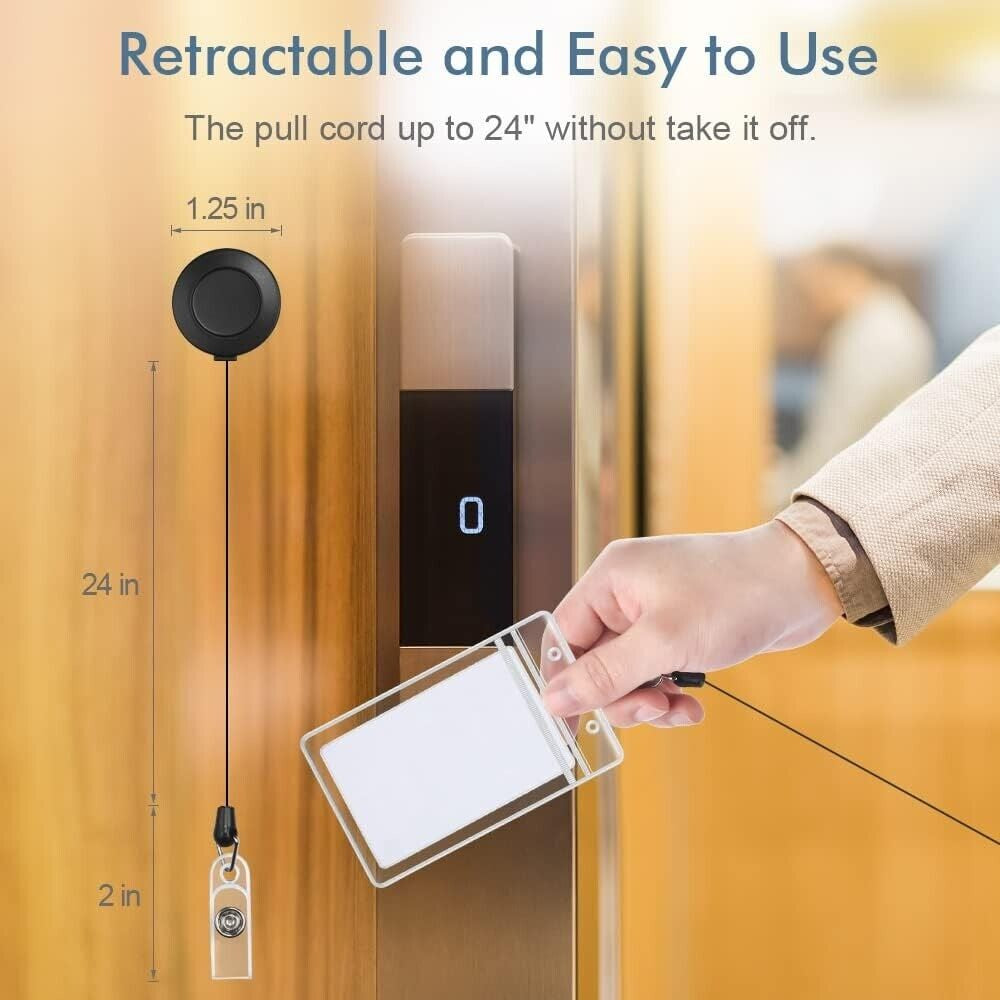 3-Pack Retractable Badge Holders with Lanyard - Waterproof ID Badge Reels for St