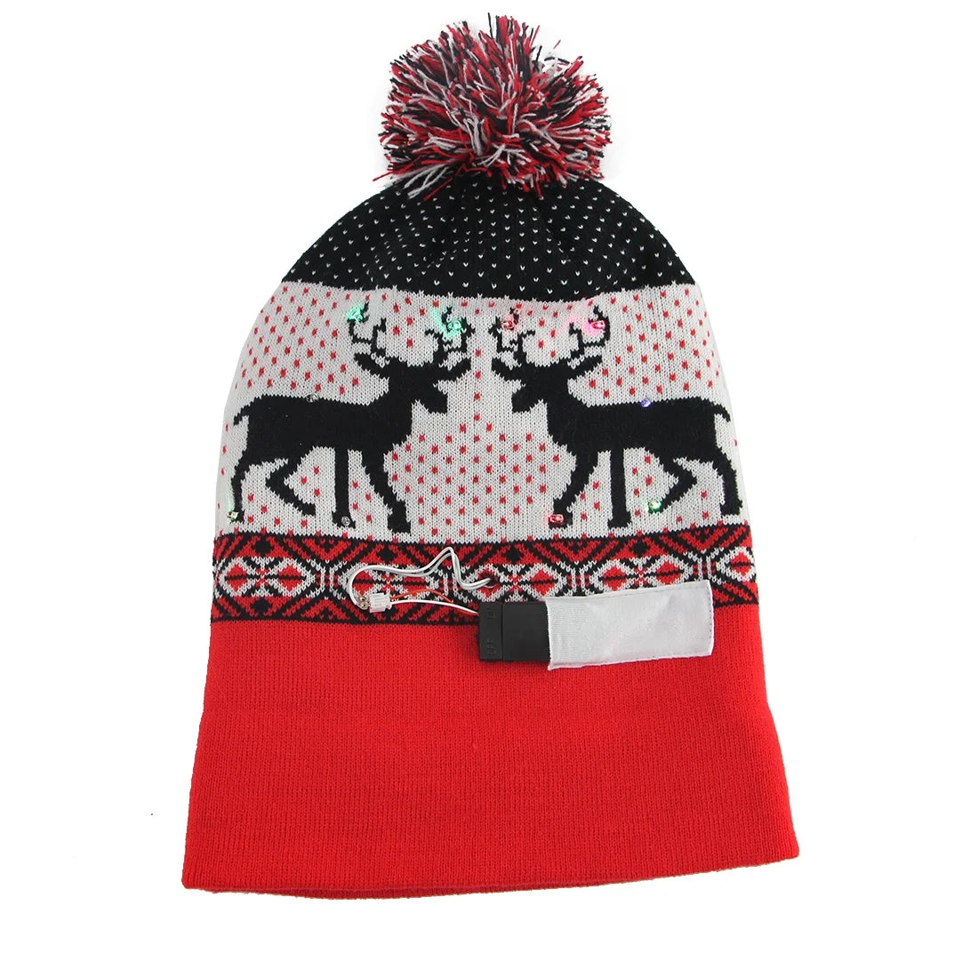 10-LED Light up Santa Beanie Hat Christmas Hat for 6 Year+ Girl Boy, Adult Warm Knitted Flashing Lamp Cap for Children Adult Xmas New Year Home Party Gift