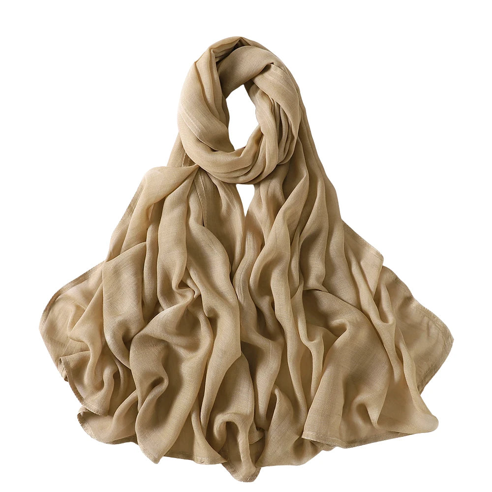 Muslim Hijabs for Women Scarf Thin Plain Shawls Femme Musulman Soft Viscose Rayon Headscarf Islamic Turban Headband 190X85Cm