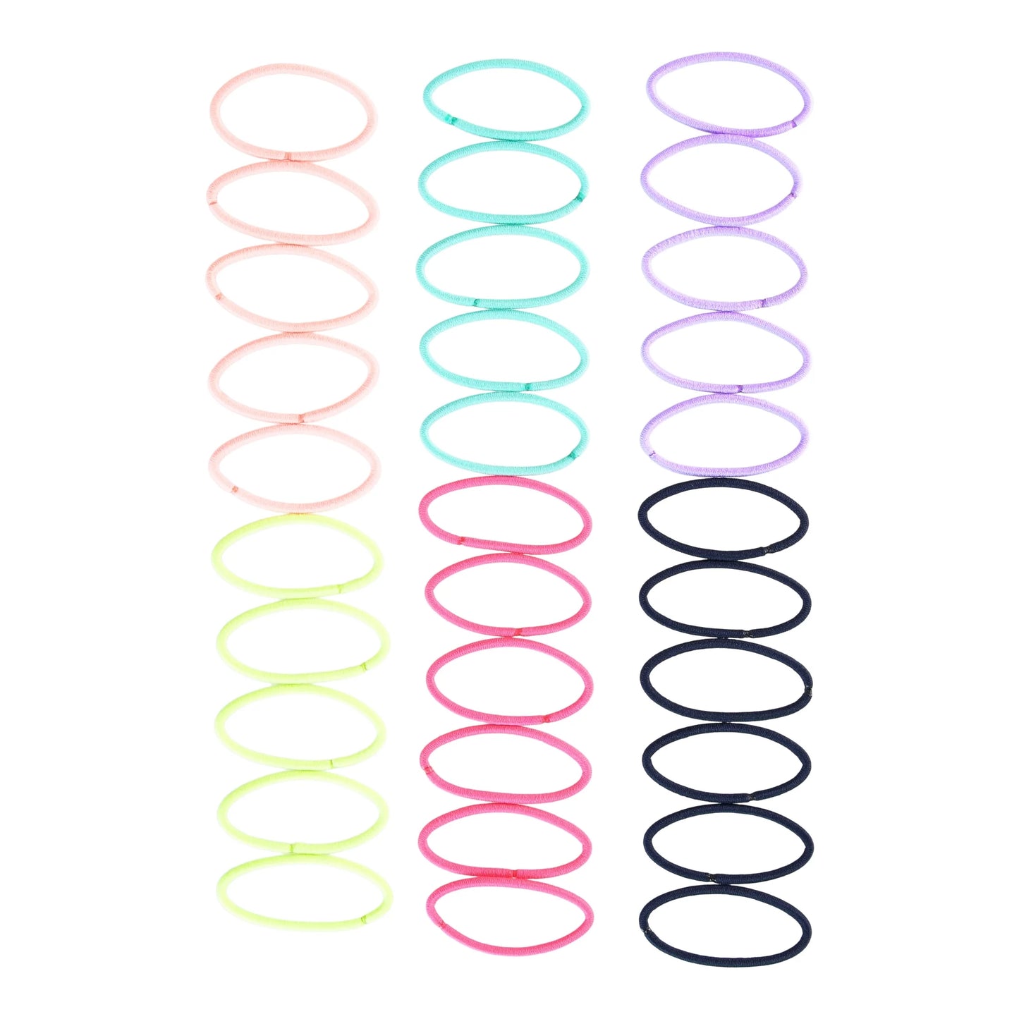 No Damage Elastic Stretch Nylon Ponytail Holder Hair Ties, Bright Multi-Color, 32 Ct