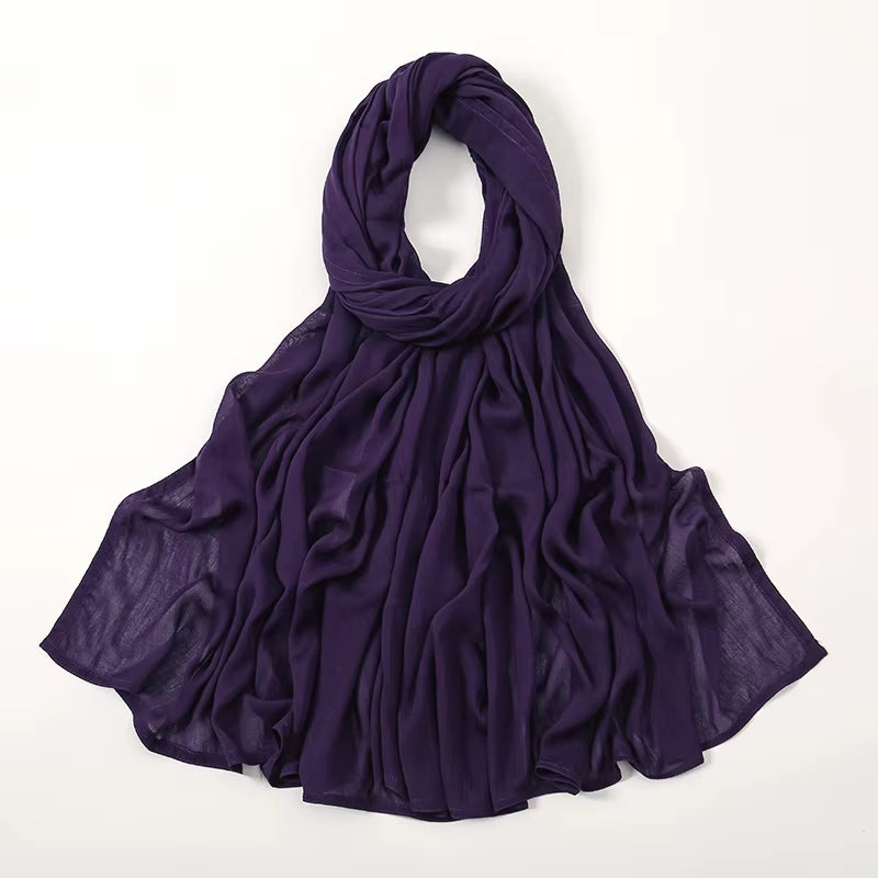 Muslim Hijabs for Women Scarf Thin Plain Shawls Femme Musulman Soft Viscose Rayon Headscarf Islamic Turban Headband 190X85Cm