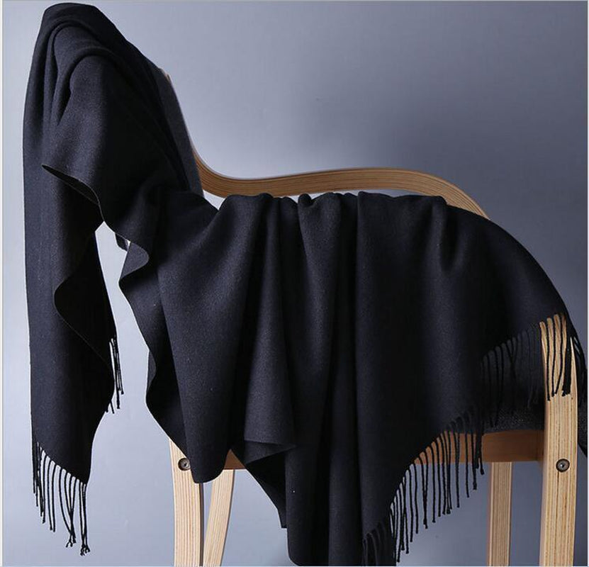 Mens Womens Oversize 100% Cashmere Scotland Wool Blanket Shawl Wrap Solid Scarf