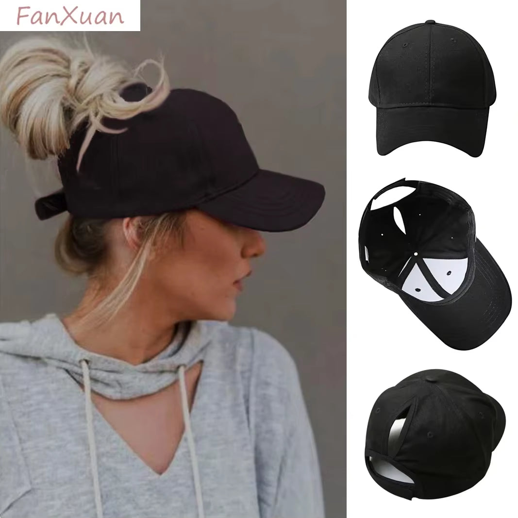 High Ponytail Baseball Cap for Women Spring Summer Sun Hat Running Snapback Hat Messy High Bun Women'S Caps Female