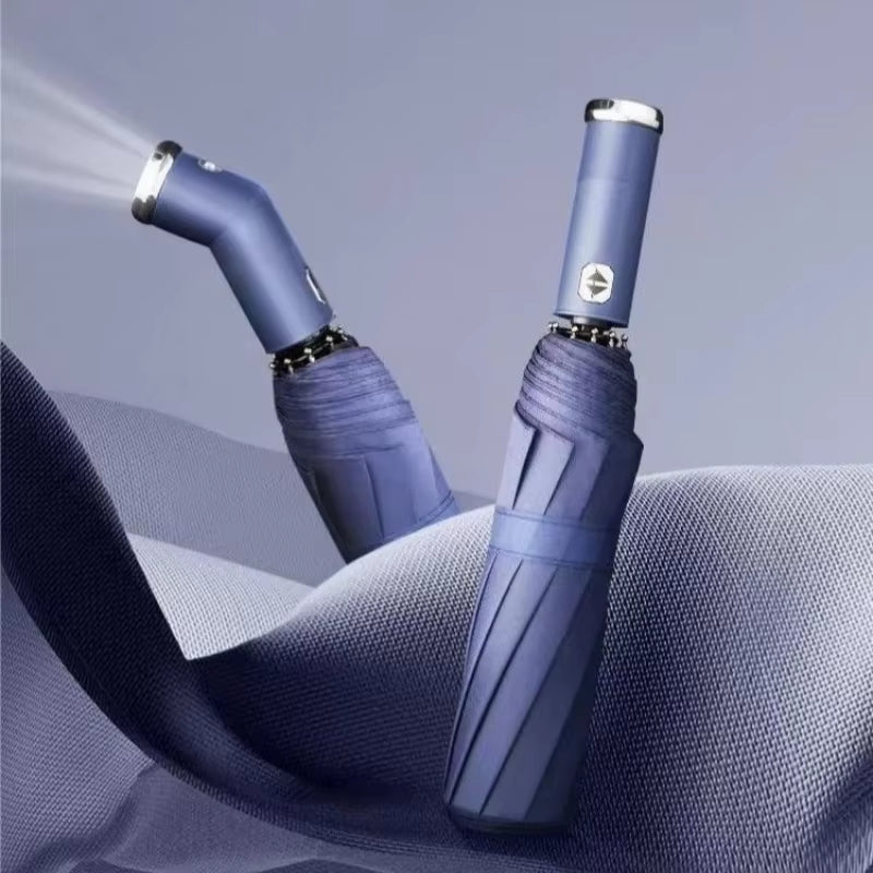 Umbrella Rotating LED 10-Bone Frame Contraction Automatic Umbrella Sunshade Umbrella Rain and Sunshine Dual-Use Umbrella