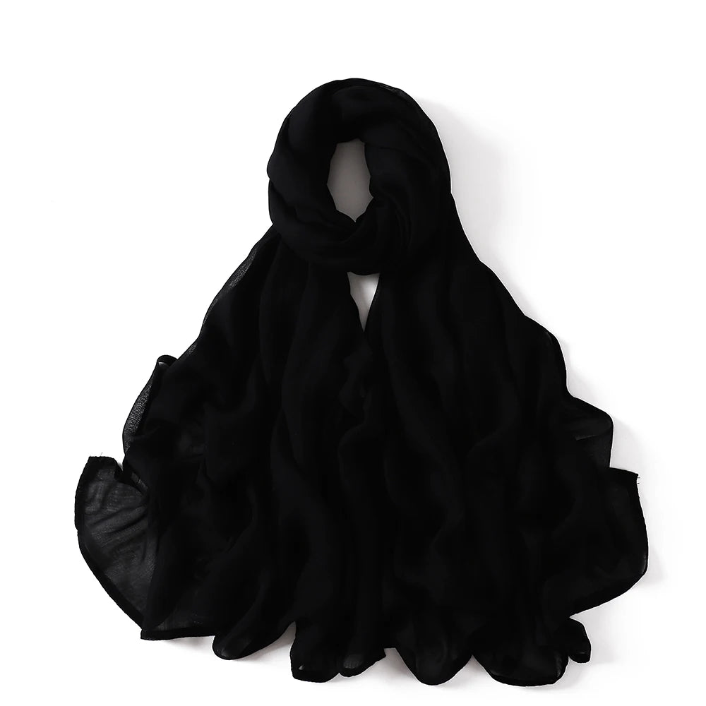 Muslim Hijabs for Women Scarf Thin Plain Shawls Femme Musulman Soft Viscose Rayon Headscarf Islamic Turban Headband 190X85Cm