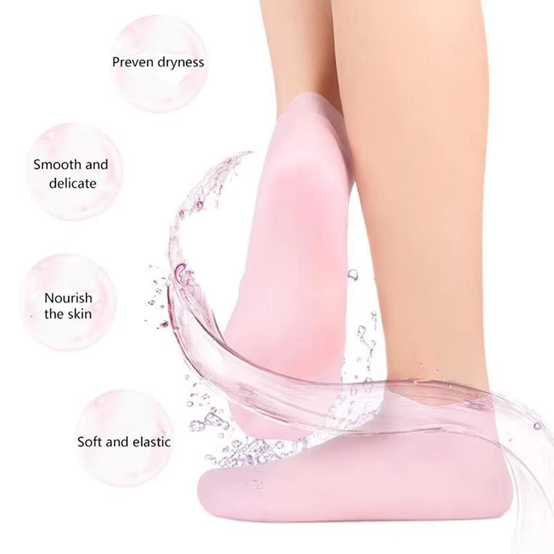 "Revitalize and Pamper Your Feet with Our Silicone Moisturizing Gel Heel Socks - Say Goodbye to Cracked Foot Skin and Cracking with This Spa-Like Feet Care Solution!"