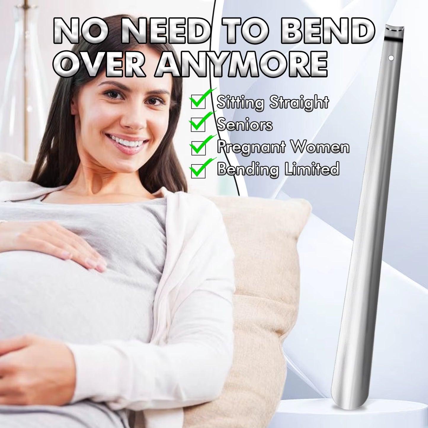 Metal Long Handle Shoe Horns 16.5" Shoe Horn Extra Long Shoe Horn for Seniors Shoe Spoon Professional Aid Tool Shoe Accessories