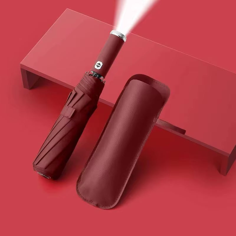 Umbrella Rotating LED 10-Bone Frame Contraction Automatic Umbrella Sunshade Umbrella Rain and Sunshine Dual-Use Umbrella