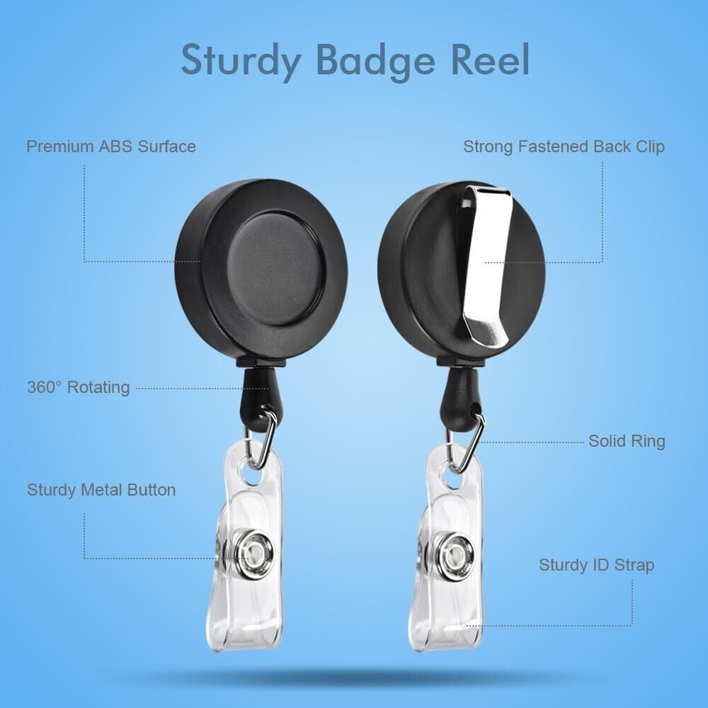 3-Pack Retractable Badge Holders with Lanyard - Waterproof ID Badge Reels for St