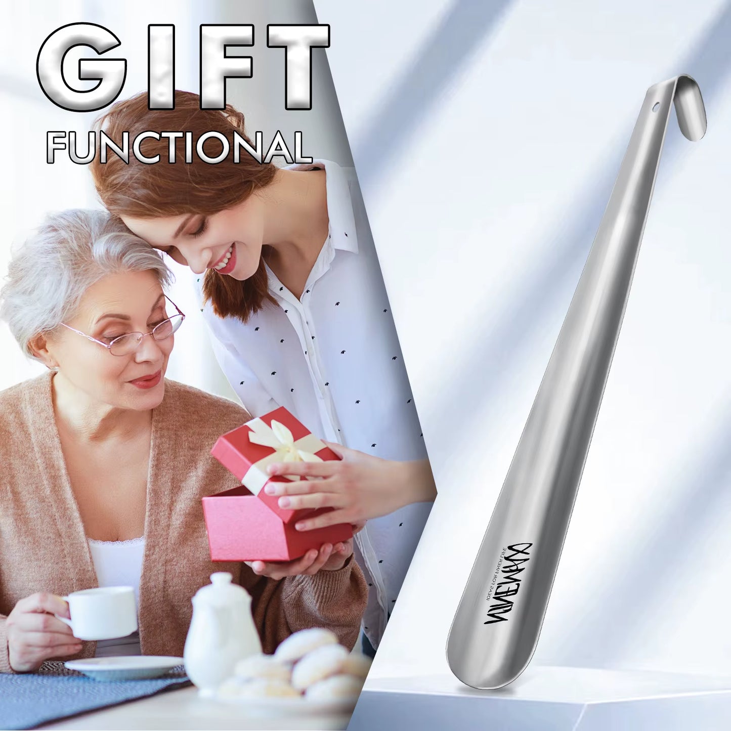 Metal Long Handle Shoe Horns 16.5" Shoe Horn Extra Long Shoe Horn for Seniors Shoe Spoon Professional Aid Tool Shoe Accessories